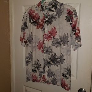 Tropical print button down shirt